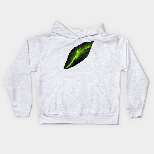 Dark Leaf Florescent Kids Hoodie by JequiPrint